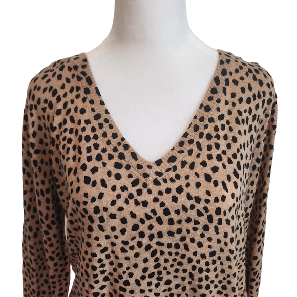 ATM Anthony Thomas Melilo Cotton & Cashmere Blend V-Neck Animal Print Sweater - Picture 4 of 13